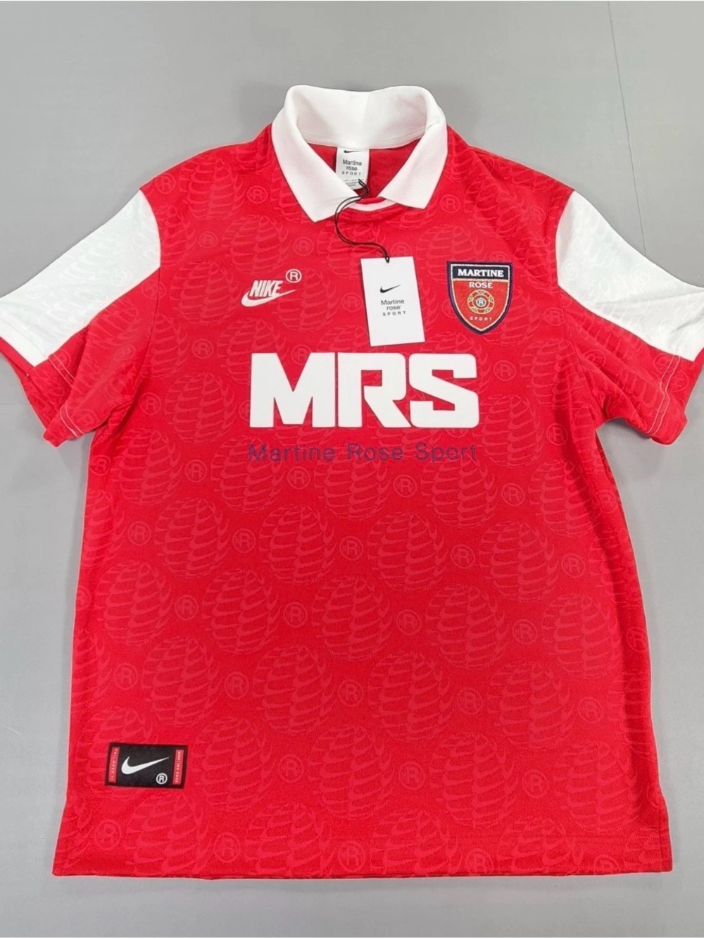 Martine Rose Red and White MRS Football Jersey